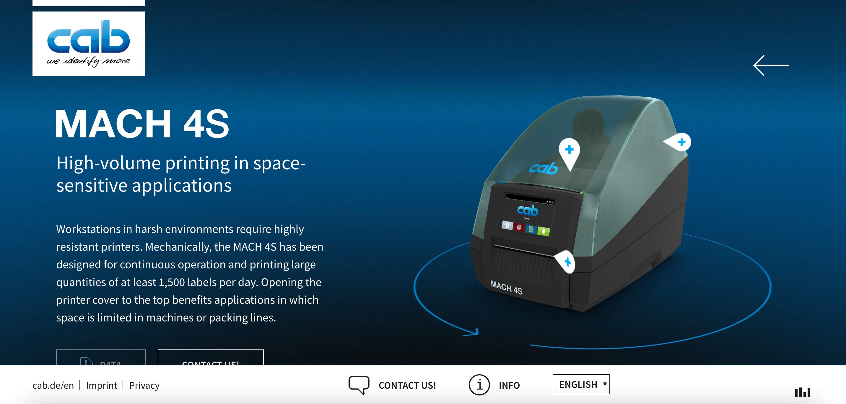 Interaktive 3D-Produktpräsentation des MACH 4S Industrieetikettendruckers