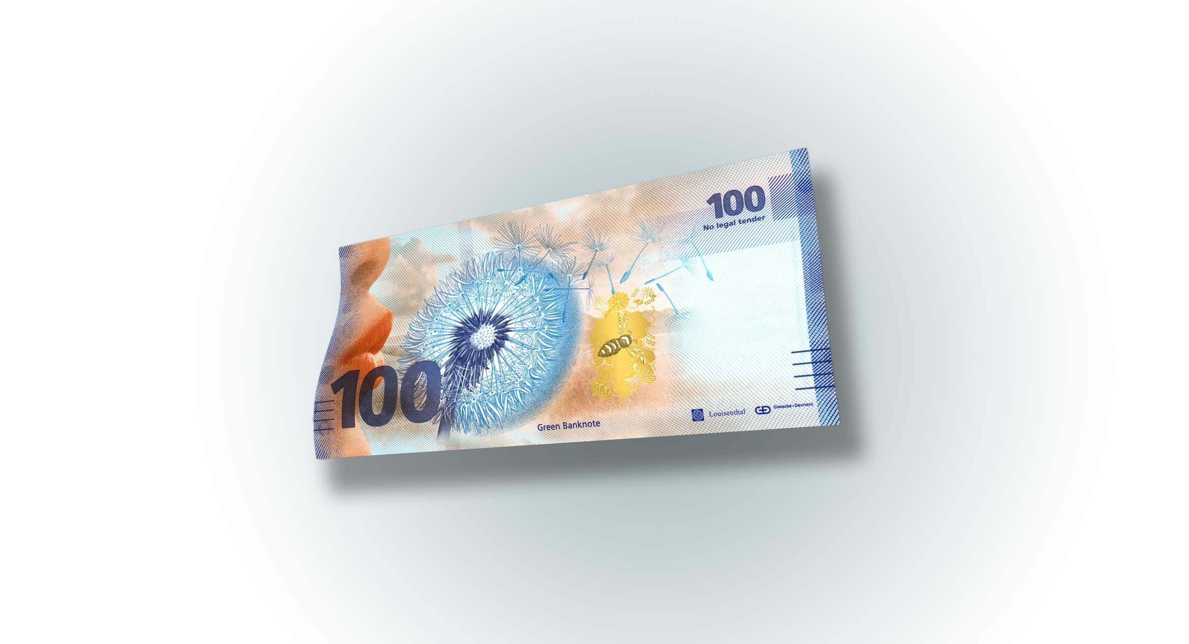 3D-Visualisierung eines nachhaltigen Green Banknote Geldscheins