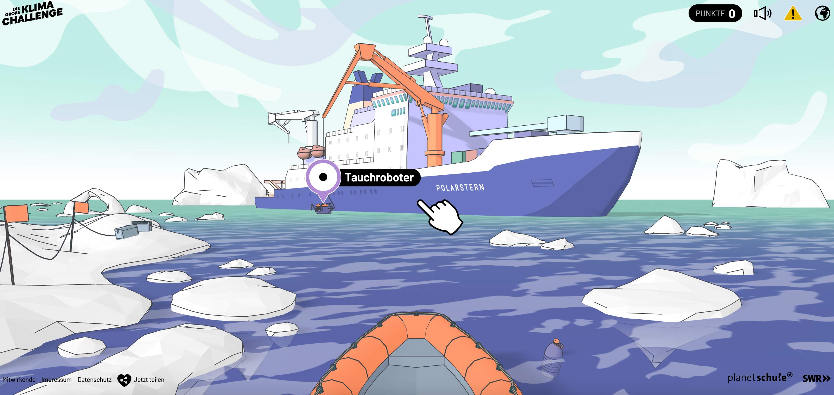Gamifizierte TYPO3 Website zur Klimabildung mit interaktivem Forschungsschiff