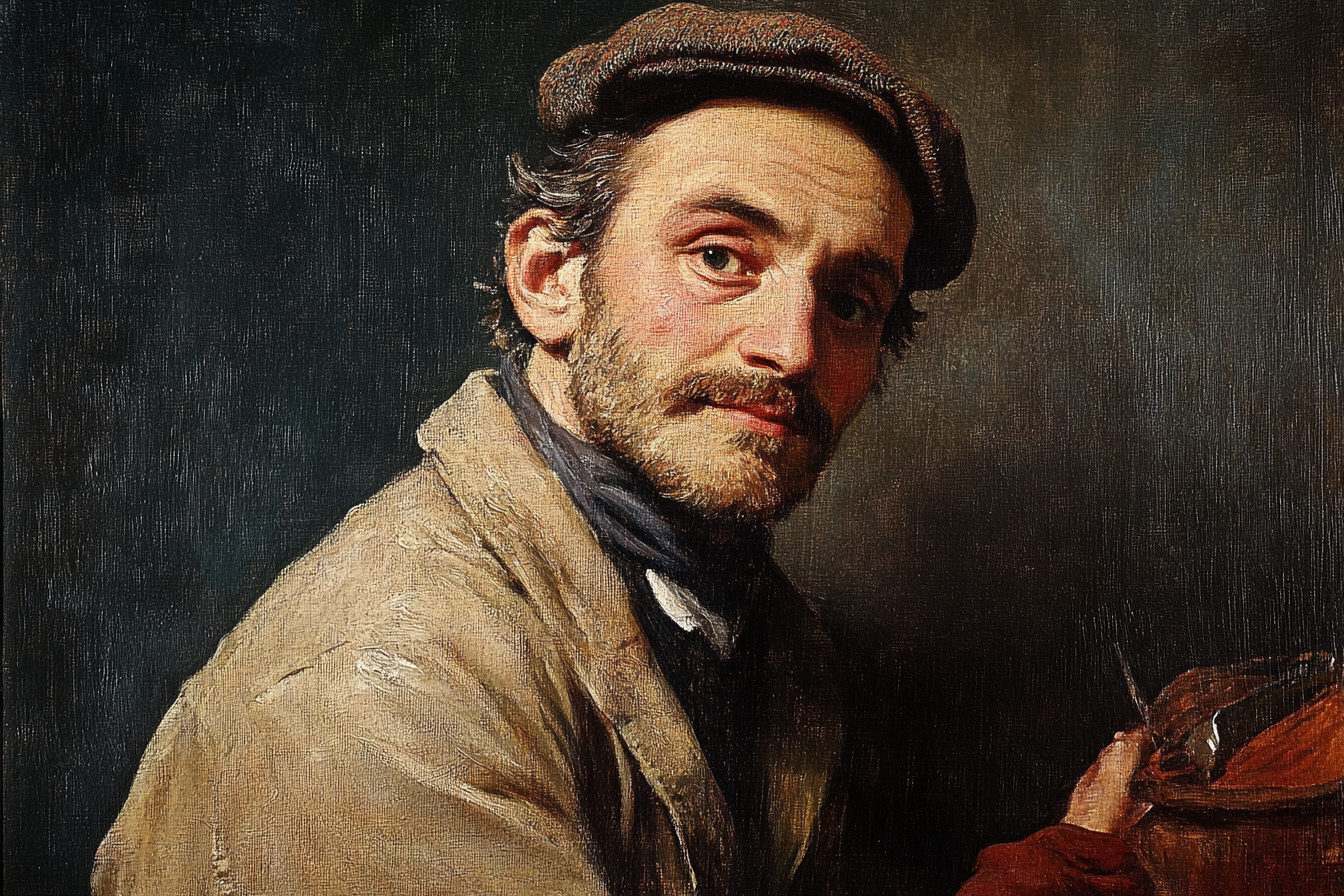 KI generierte Darstellung des Portraits eines Malers beim Malen.